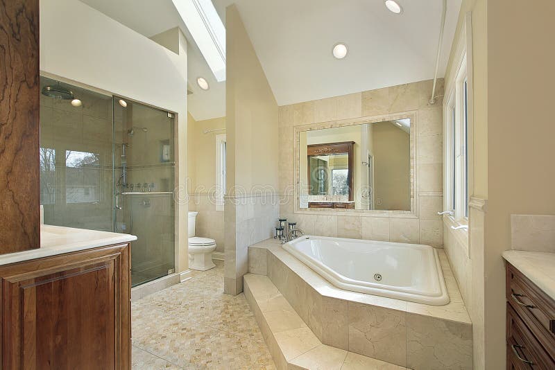 Master bath with large tub stock photo. Image of bathroom 12662812