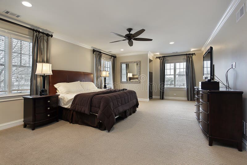  Master  Bedroom  With Dark  Wood  Furniture  Stock Photo 