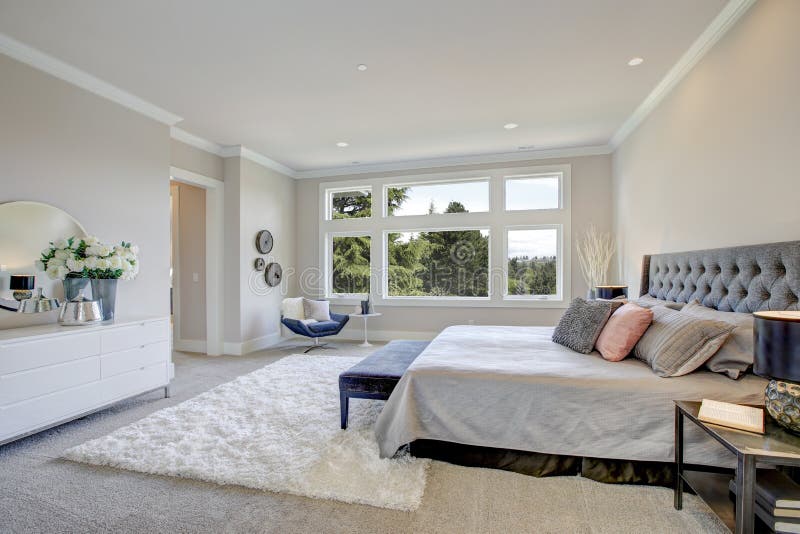 Master Bedroom Interior With King Size Bed Stock Image
