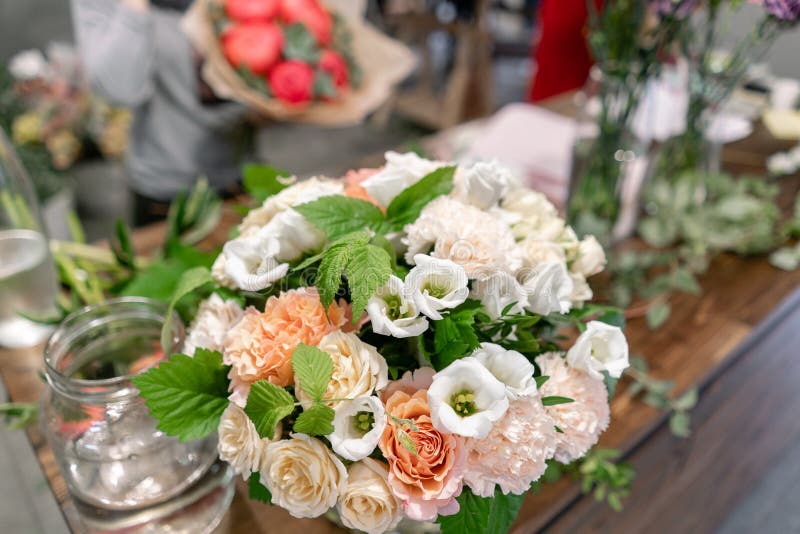 Master Class on Making Bouquets. Summer Bouquet Stock Image Image of