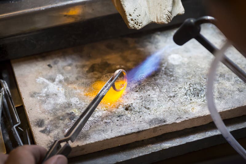 Handmade Wedding Ring by Goldsmith Craftsman Stock Photo Image of master, hand 107693482