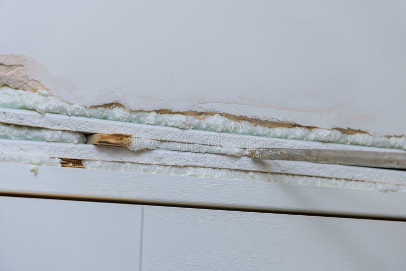 Master Installs the Interior Door Using Polyurethane Foam To Mounting