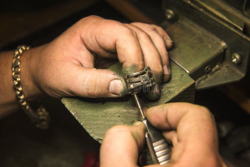 Master Jeweler Produces a Ring Stock Image Image of industry
