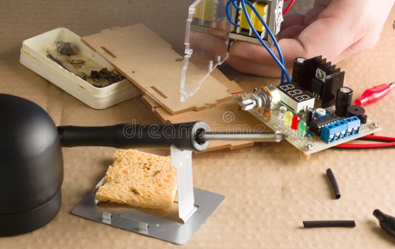 Master in repair shop royalty free stock photos