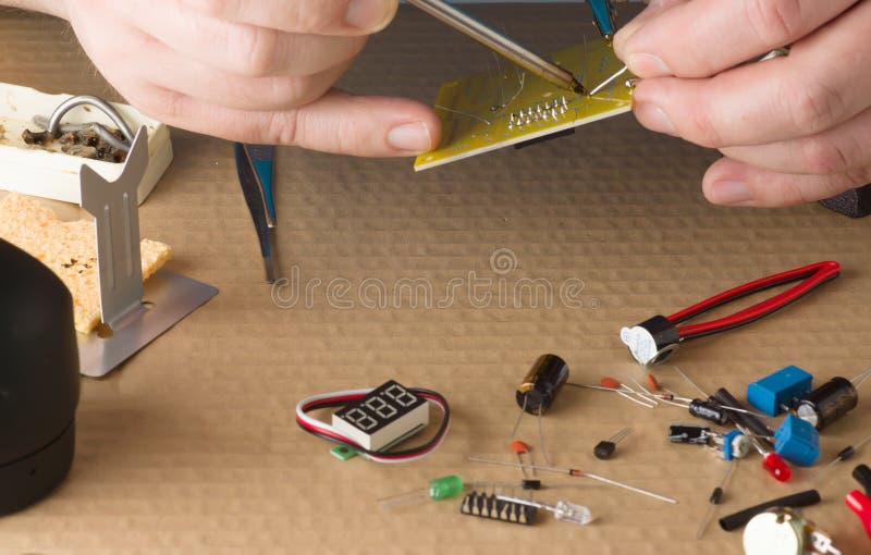 Master in repair shop royalty free stock photos