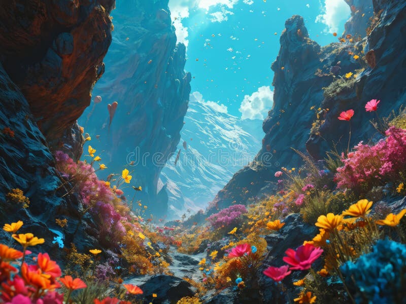 Mastering Complexity Conveying a Vibrant Landscape Rich Details Through Precise Artistic Interpretation Within Character Limits vector illustration