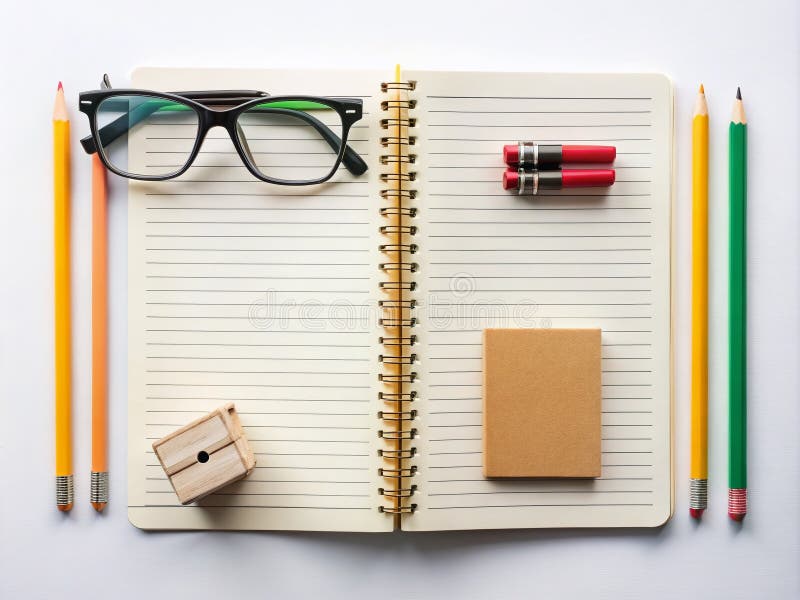 Mastering Composition with a Still Life Applying the Rule of Thirds to Showcase Stationery Notebooks and Accessories on royalty free illustration