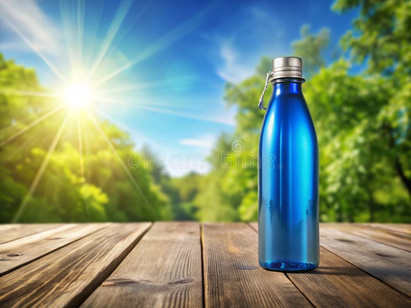 Mastering the Rule of Thirds A Stunning Blue Water Bottle with Silver Cap royalty free illustration