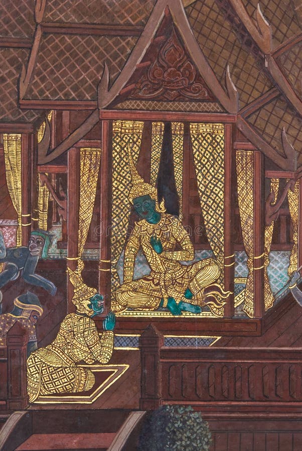 Masterpiece of traditional Thai style painting art