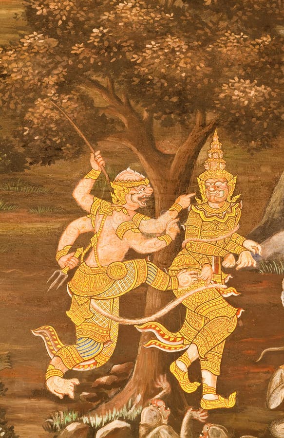 Masterpiece of traditional Thai style painting art