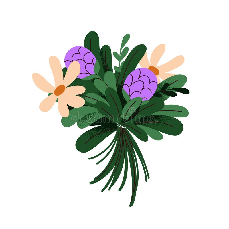 Mastra di fiori. bouquet floreale sbocciato. fioritura in primavera rami di foglia estiva gemme in stile moderno. regalo in giardi illustrazione di stock