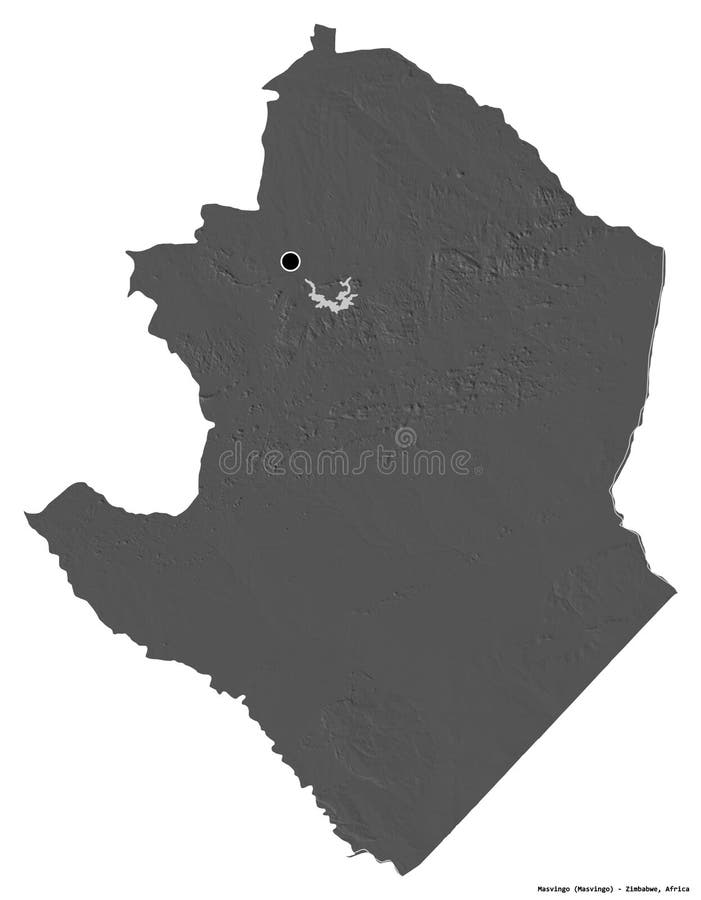 Masvingo, province of Zimbabwe, on white. Bilevel. Shape of Masvingo, province of Zimbabwe, with its capital isolated on white background. Bilevel elevation map royalty free illustration Masvingo, province of Zimbabwe, on white. Bilevel. Shape of Masvingo, province of Zimbabwe, with its capital isolated on white background. Bilevel elevation map royalty free illustration