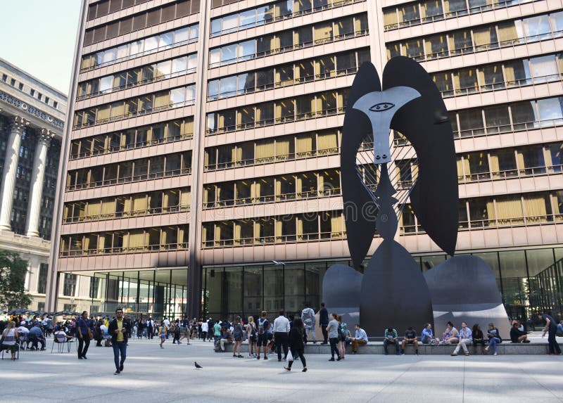 Masywna rzeźba w placu w w centrum Chicago Picasso zdjęcia stock Masywna rzeźba w placu w w centrum Chicago Picasso zdjęcia stock