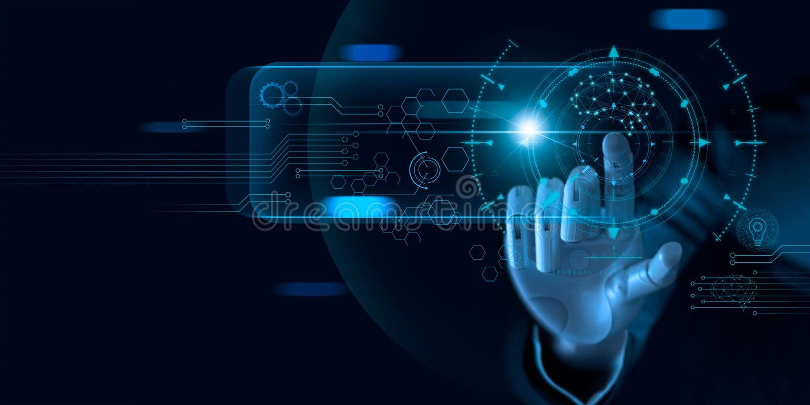 Maszynowy uczenie R?ka robota macanie na binarnych dane Futurystyczna Sztuczna inteligencja AI G??boki uczenie Maszynowy uczenie R?ka robota macanie na binarnych dane Futurystyczna Sztuczna inteligencja AI G??boki uczenie
