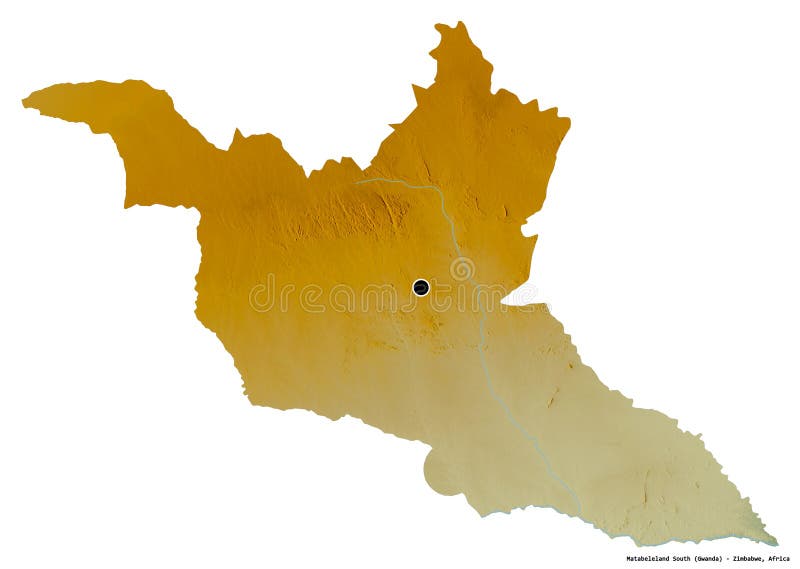 Matabeleland South, province of Zimbabwe, on white. Relief. Shape of Matabeleland South, province of Zimbabwe, with its capital isolated on white background vector illustration Matabeleland South, province of Zimbabwe, on white. Relief. Shape of Matabeleland South, province of Zimbabwe, with its capital isolated on white background vector illustration