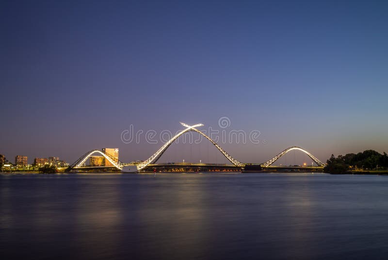 Matagarup bridge in perth, australia at dusk