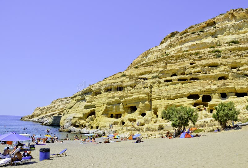 Matala holes in the rock