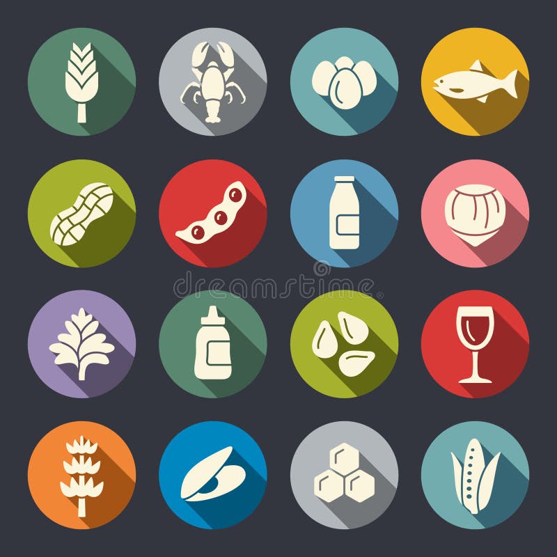 Matallergen cirklar plana vektorsymboler stock illustrationer