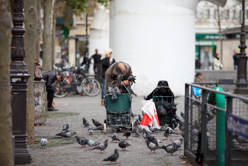 matande duvor för fattig man i gatan arkivfoton matande duvor för fattig man i gatan arkivfoton