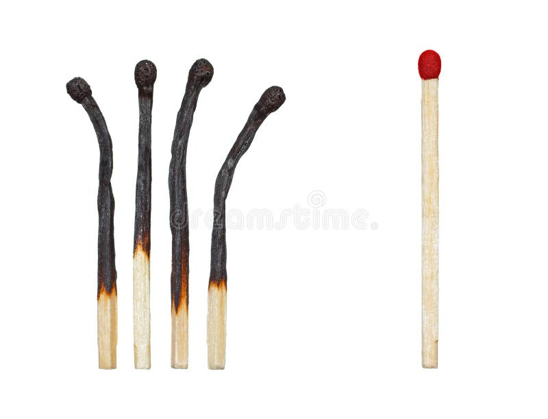 Burnt matches and a whole match