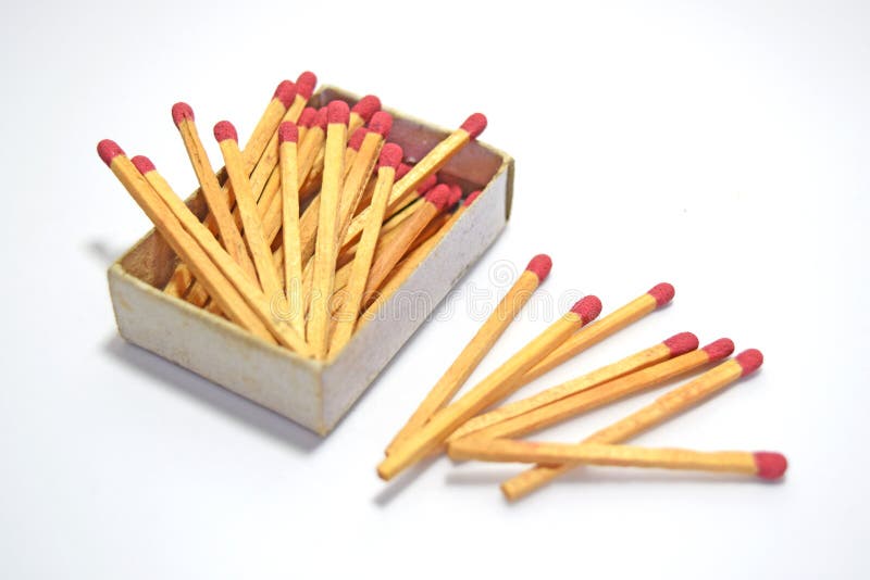 The Match Box and Matches Isolated on White Background Stock Image