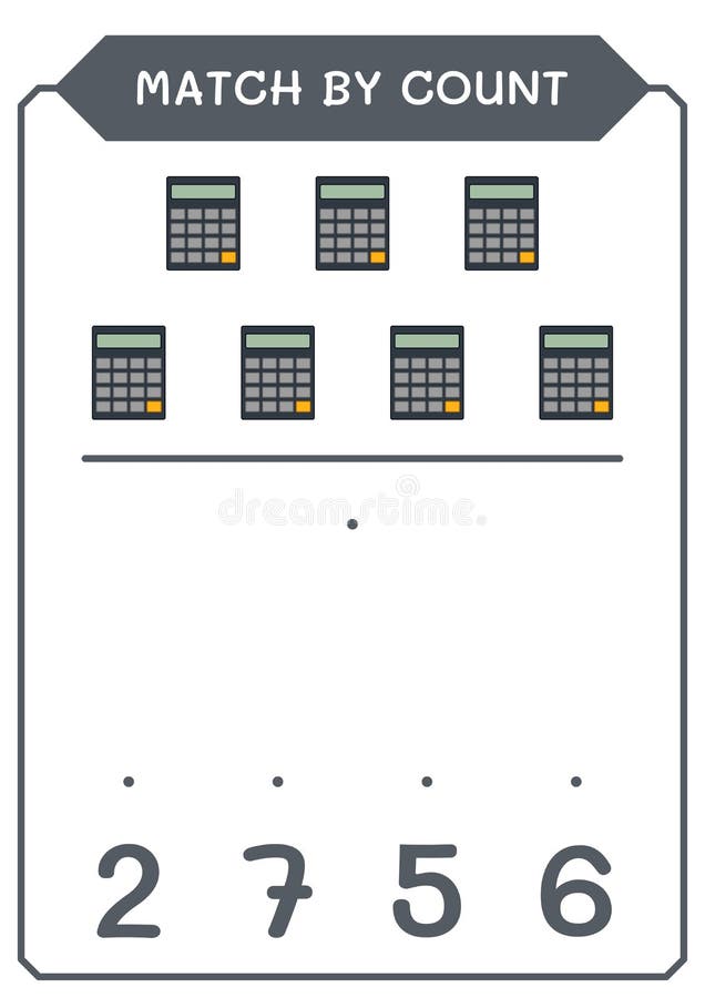 Match by Count of Calculator, Game for Children. Vector Stock Vector