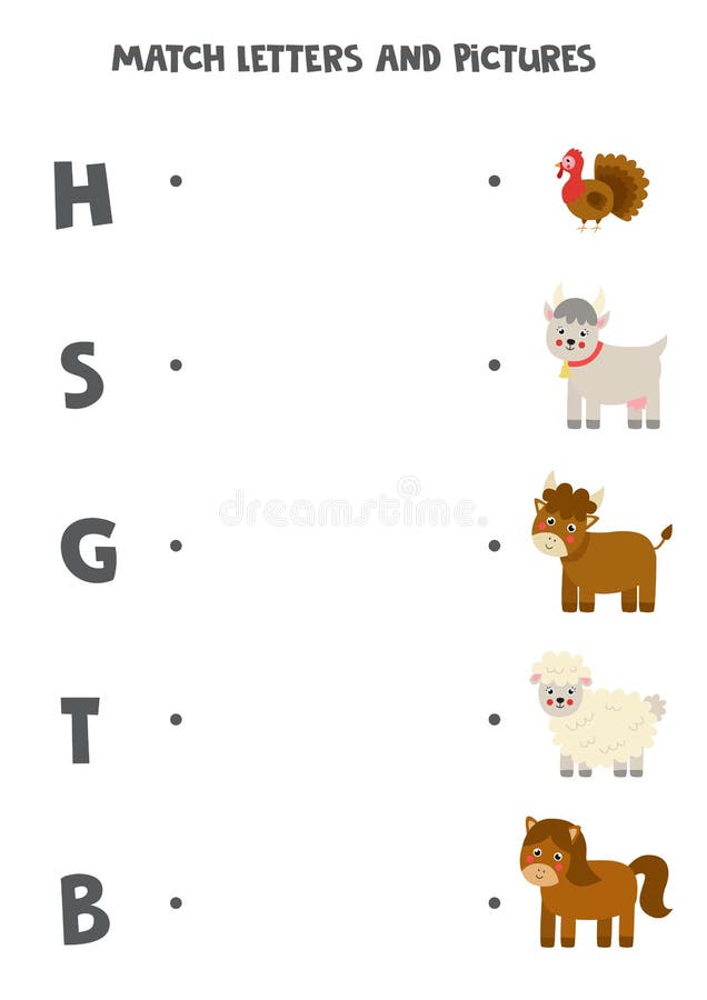 Match Farm Animals and Beginning Sounds. Game for Kids. Stock Vector -  Illustration of language, mammal: 210745074
