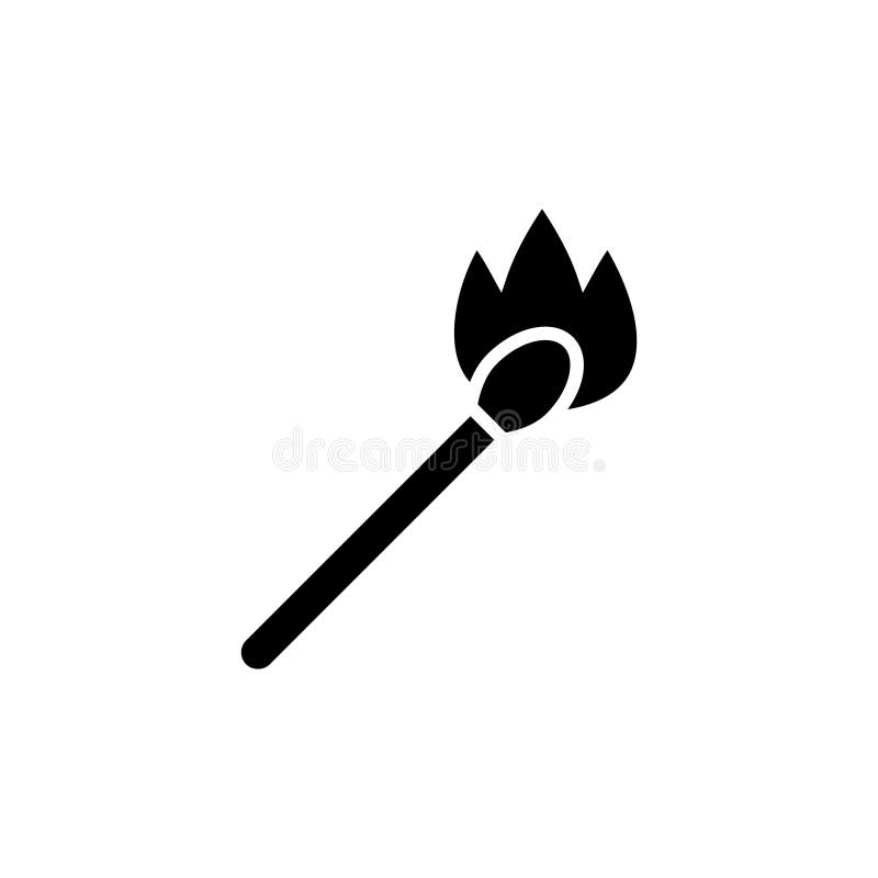 Match on Fire Icon, Vector Illustration, Black Sign on Isolated Background Stock Vector