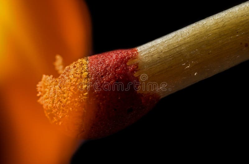Match in fire macro photo