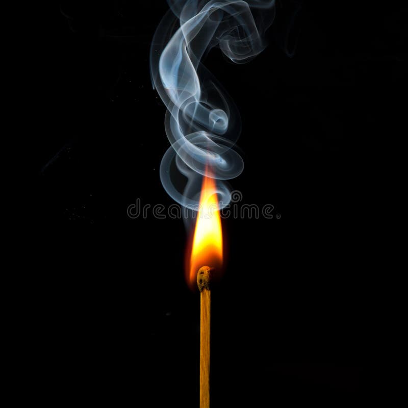 Match in flame and smoke