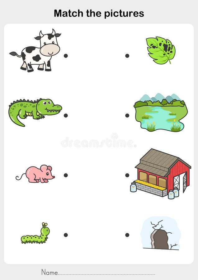 Match the Pictures of Animal and Their Homes. - Flashcards for Education  Stock Vector - Illustration of learn, leaf: 198026294