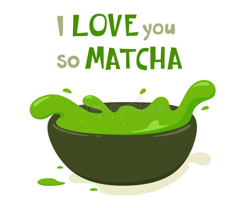 I Love You So Matcha Poster. Cup Of Green Coffee Funny Postcard. Hand