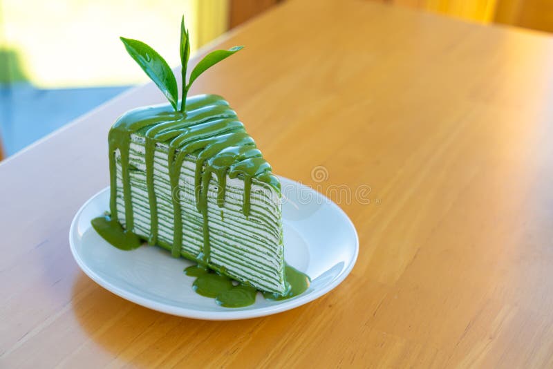Matcha Green Tea Crepe Cake Stock Photo Image of powder, restaurant