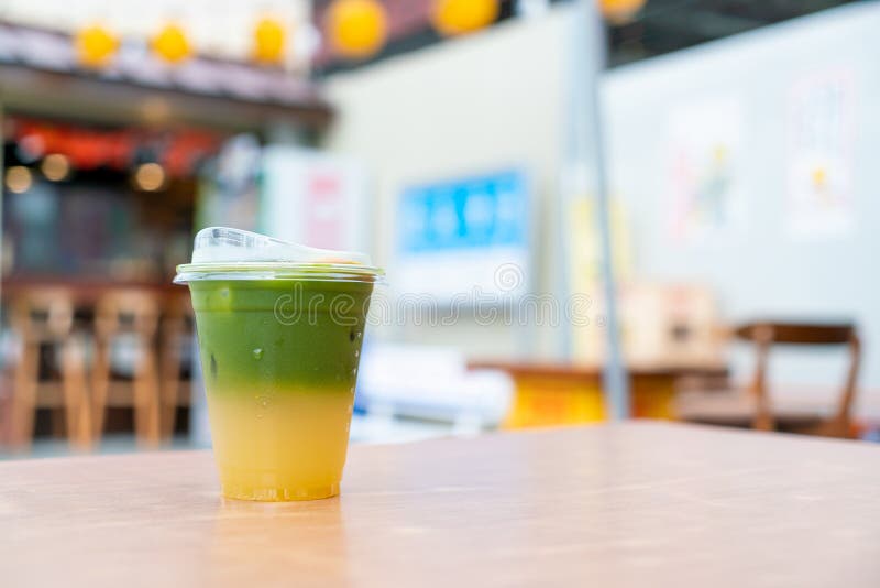 Matcha Green Tea with Yuzu Soda Stock Image Image of drink, lemonade
