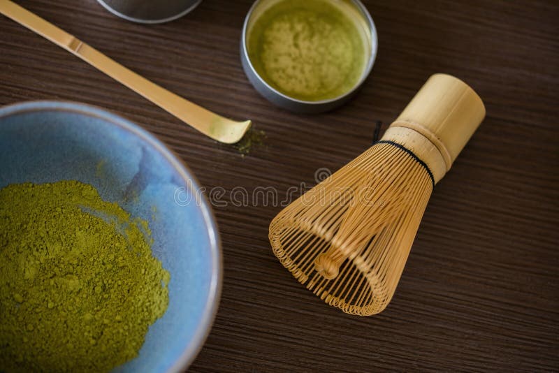 Matcha Powder in a Bowl stock image. Image of bamboo 118436911