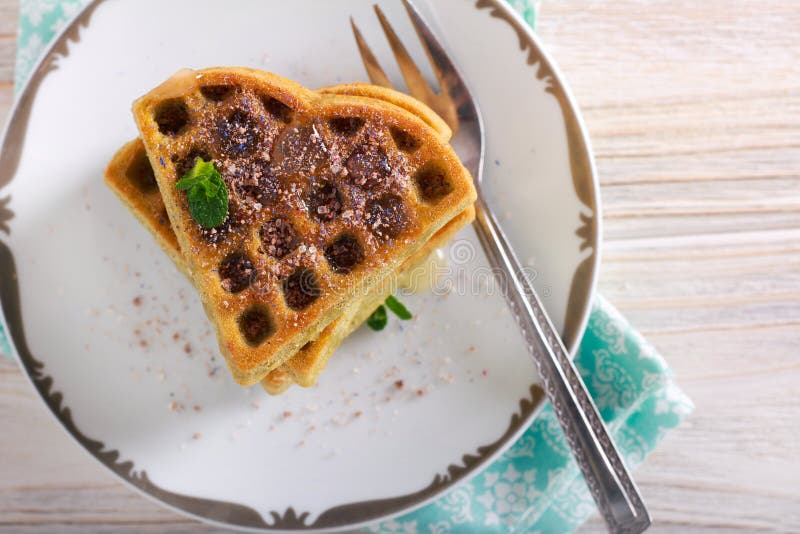 Matcha waffles with sweet topping royalty free stock image Matcha waffles with sweet topping royalty free stock image