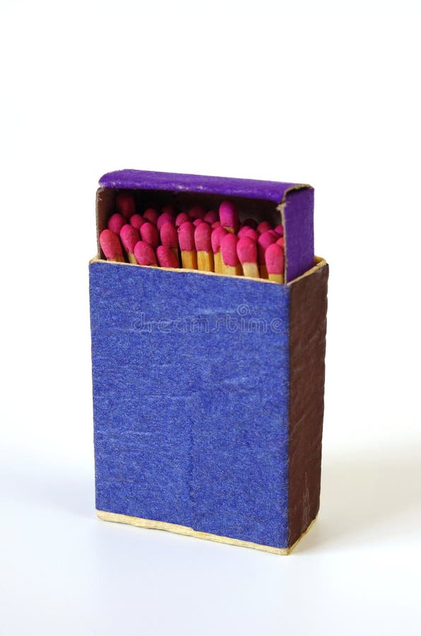 Blue matchbox with new matches inside