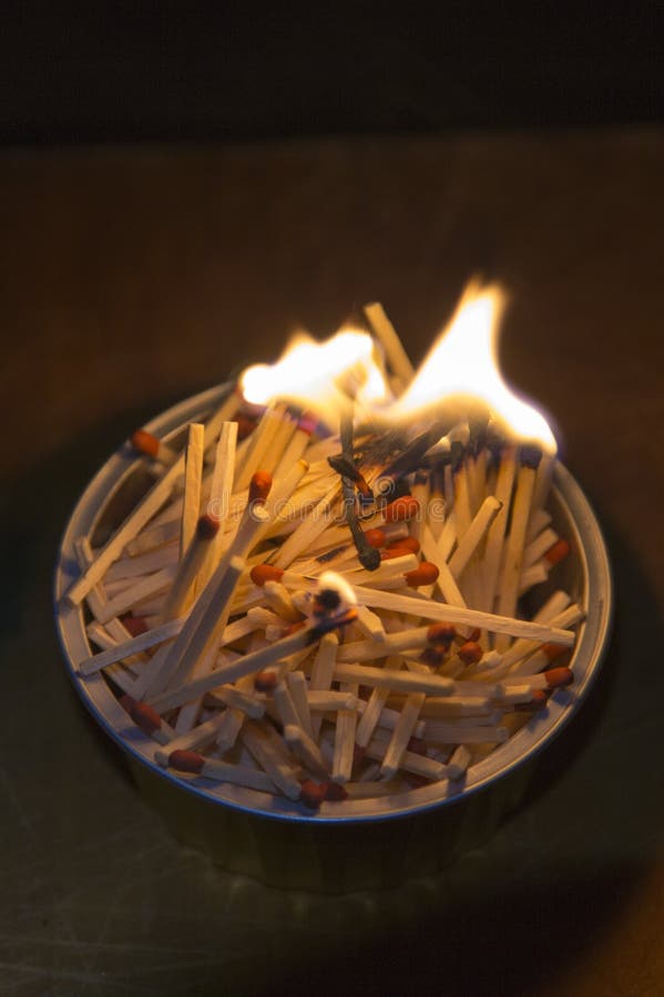 Lighting Many Matches in a Metallic Holder Stock Image Image of fire
