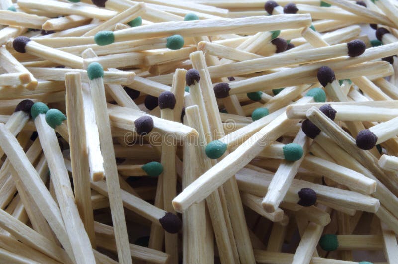 Matches With A Brown And Green Heads Stock Image Image of matches