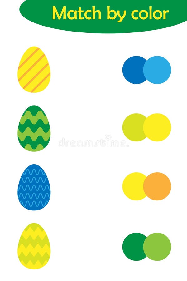 Matching game for children, connect colorful easter eggs with same color palette, preschool worksheet activity for kids, task for