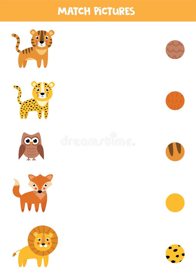Matching Game For Children. Find The Pattern Of Animal Stock Vector -  Illustration Of African, Children: 180090403