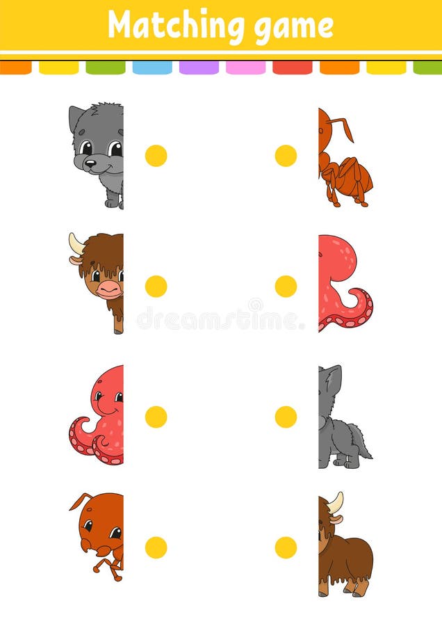 Matching Game for Kids. Learn English Words. Education Developing