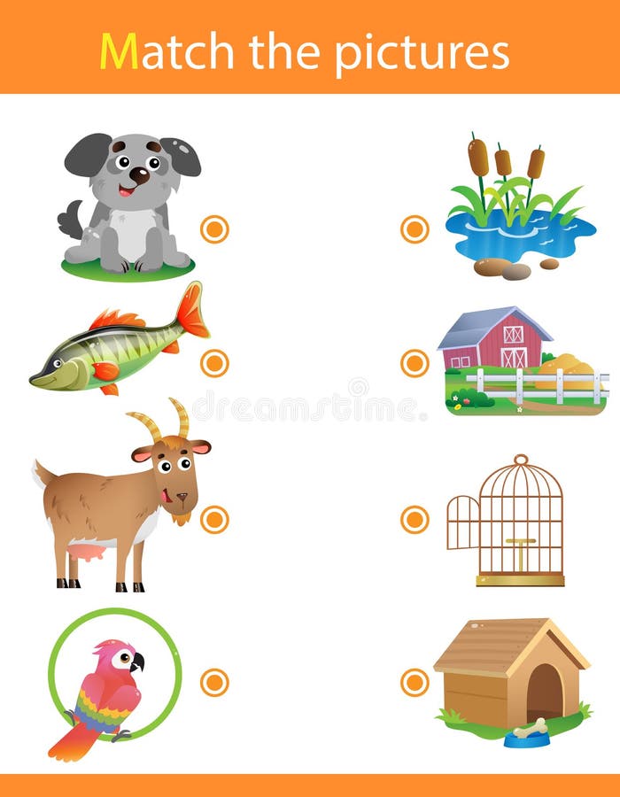 Matching Game, Education Game for Children. Puzzle for Kids. Match the  Right Object. Cartoon Animals with Their Homes Stock Vector - Illustration  of kindergarten, graphic: 171496434