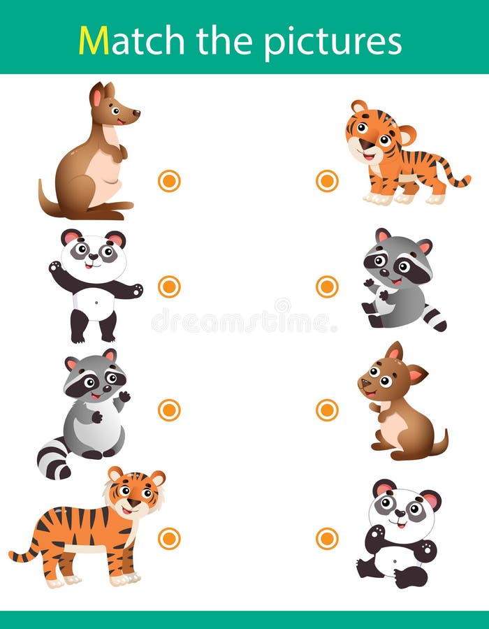 Matching Game, Education Game for Children. Puzzle for Kids. Match the  Right Object. Cartoon Animals with Their Young Stock Vector - Illustration  of kindergarten, game: 171496442