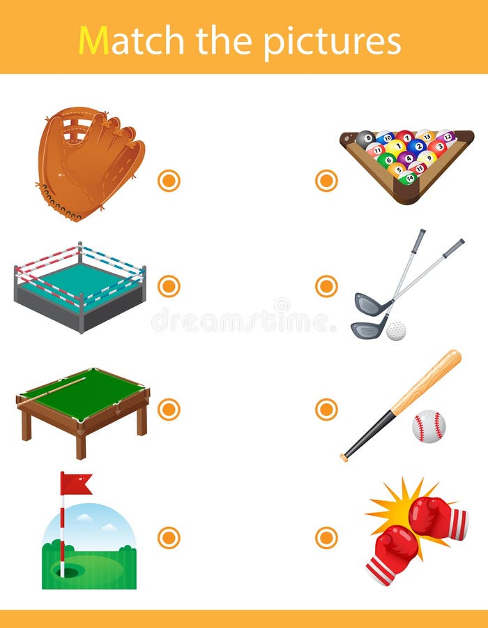 Play matching game for adults - Sports objects - Online & Free