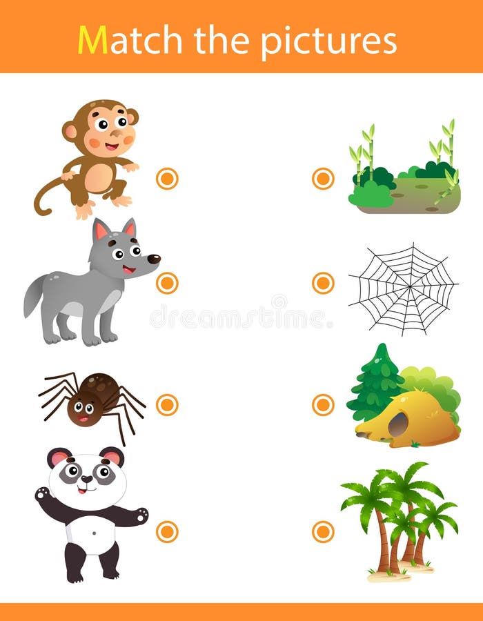 Matching Game, Education Game for Children. Puzzle for Kids. Match the  Right Object. Cartoon Animals with Their Homes Stock Vector - Illustration  of educational, join: 171496433