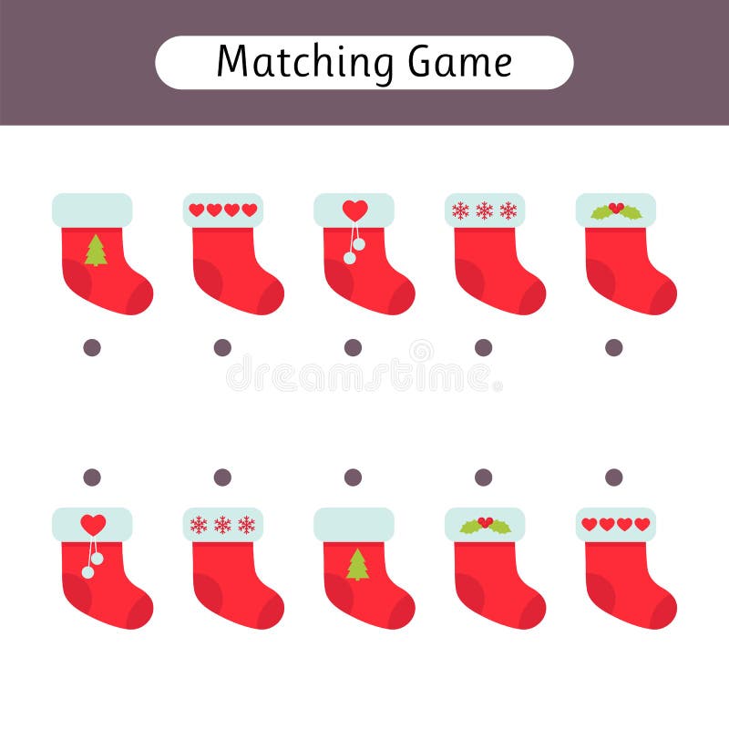 Matching Socks Game. Puzzle Find Pair. Preschool Children Educational ...