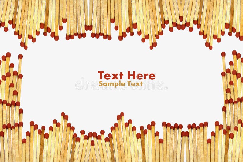 Matchs to create a frame on white background (with sample text). Matchs to create a frame on white background (with sample text)