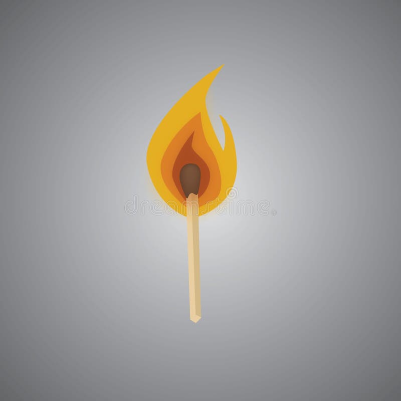 Matchstick with Fire. Vector Illustration Decorative Design Stock
