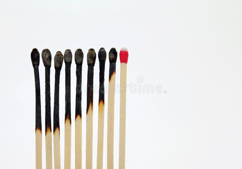 Lucifers in een rij royalty-vrije stock afbeeldingen